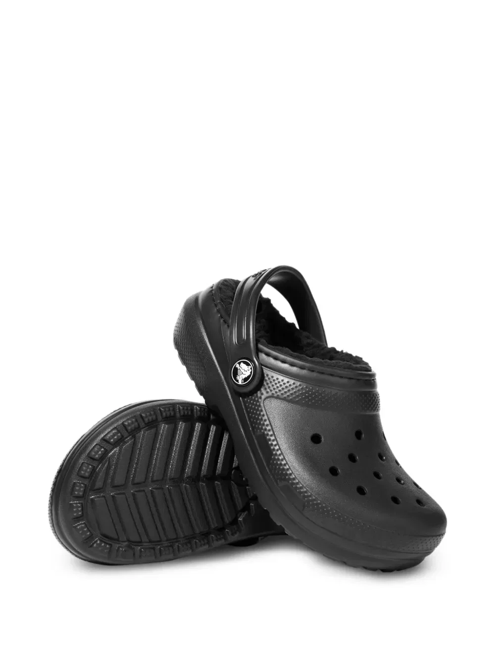 Сандалии с меховой отделкой Crocs Kids, черный — фото 3