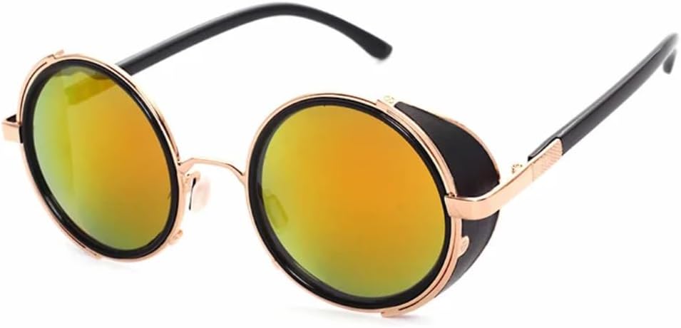 

Винтажные женские солнцезащитные очки в стиле стимпанк и ретро с покрытием, мужские круглые солнцезащитные очки в стиле панк с защитой от УФ-излучения UV400 UUPTTPL, Golden Red Mirror