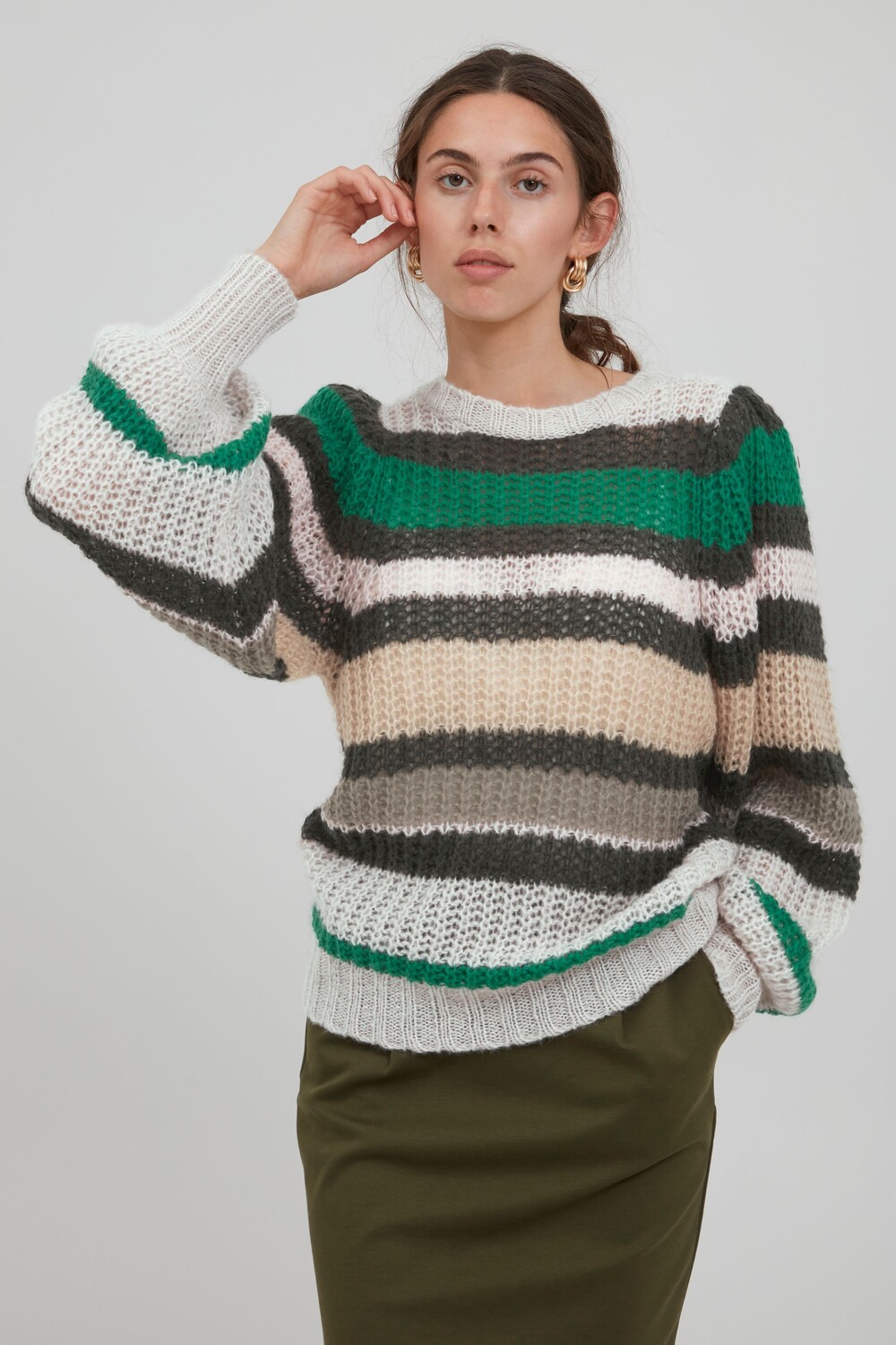 

Рубашка ICHI Strickpullover, зеленый