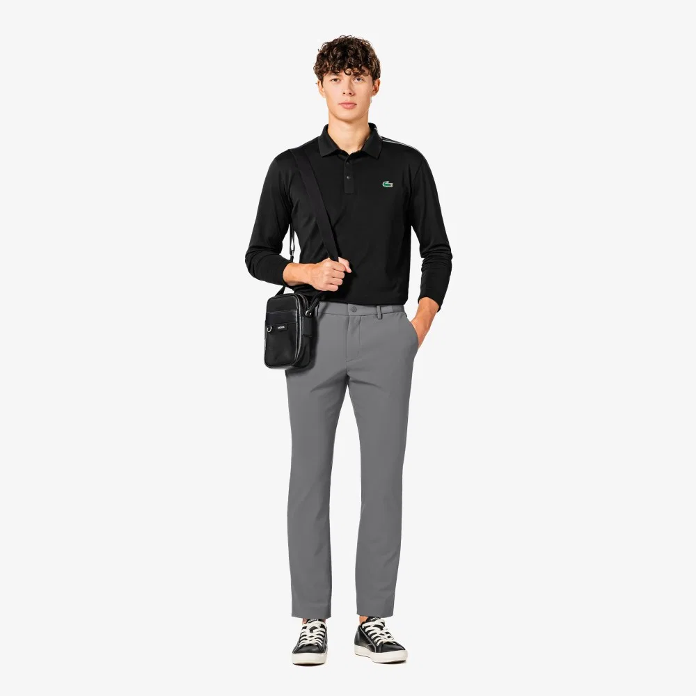 Мужские осенние базовые брюки двойного плетения серые от Lacoste — фото 4