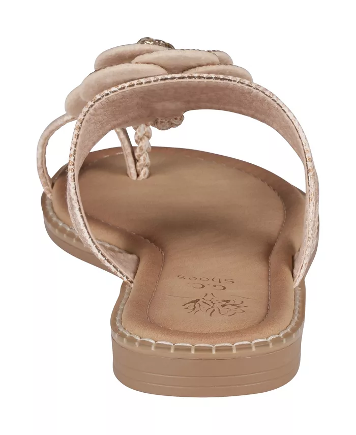 Женские плоские сандалии Blossom Flower с украшением на пальцах в виде цветов GC Shoes, розовый — фото 3