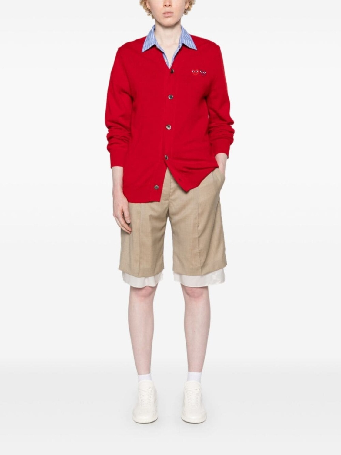 Comme Des Garçons Play шерстяной кардиган с нашивками, красный — фото 2