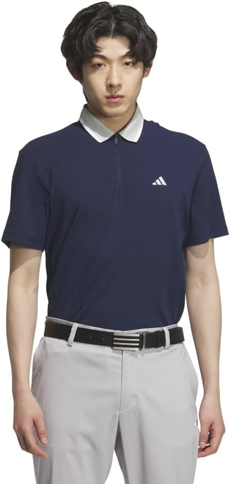 

Поло Adidas Golf adizero Twist Knit с коротким рукавом и застежкой-молнией, темно-синий