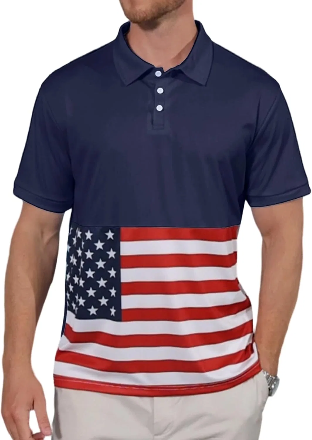Мужская футболка с коротким рукавом, патриотический принт, Navy Blue