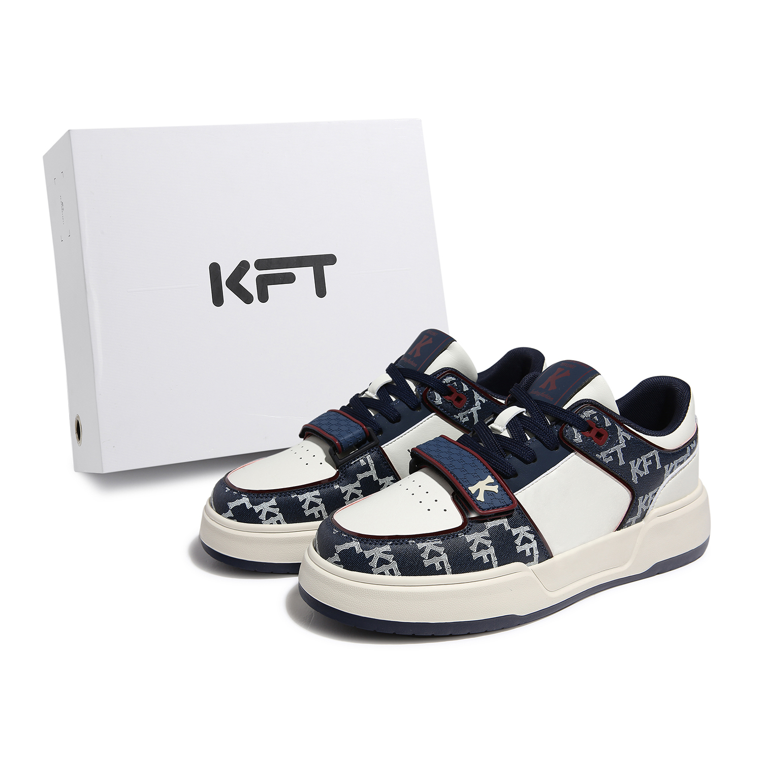 

KFT Скользоустойчивые, износостойкие, легкие, дышащие, увеличивающие рост низкие скейтерские кроссовки унисекс бело-голубые, цвет White Blue