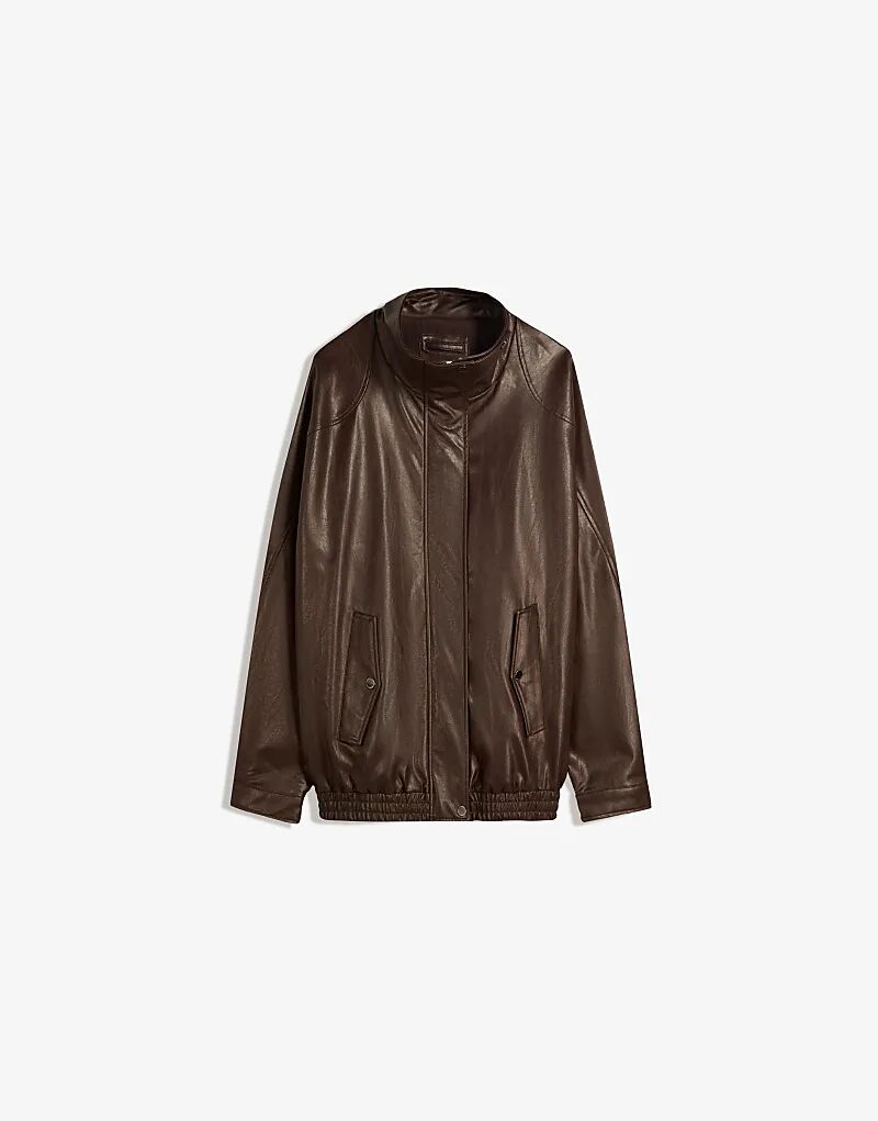 

Куртка Bershka Oversize из искусственной кожи коричневого цвета