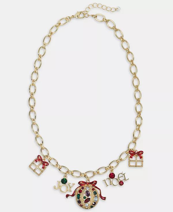 

Ожерелье с подвесками золотистого оттенка, 17-1/2 дюйма + удлинитель 2 дюйма Holiday Lane, multi