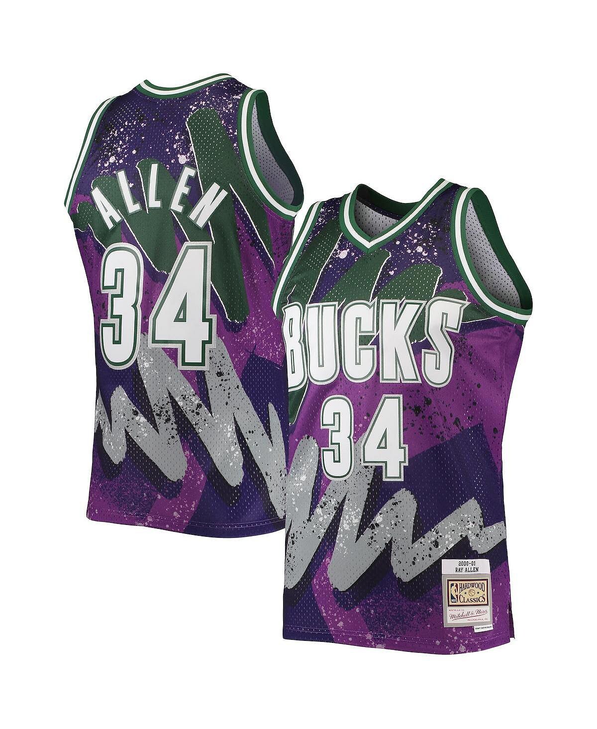 

Мужская футболка Ray Allen Purple Milwaukee Bucks Hardwood Classics 2000 Hyper Hoops Swingman Mitchell & Ness