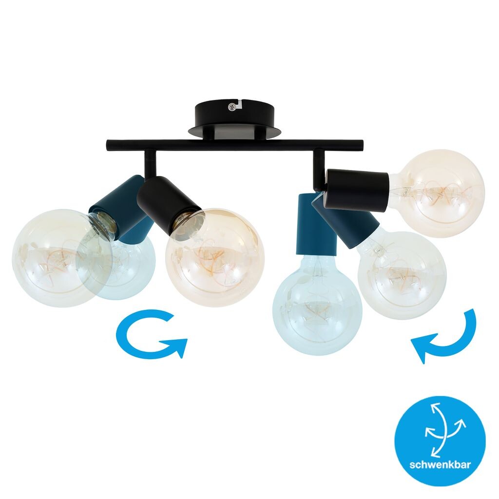 

Потолочный точечный светильник BRILONER LEUCHTEN PEARL, 60 Вт, IP20, черный, металл, без 2x E27, с регулируемой яркостью, 27,5 x 10 x 10,5 см