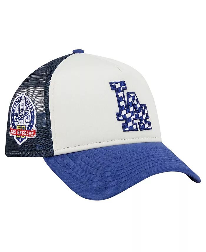 

Мужская белая/королевская клетчатая кепка Los Angeles Dodgers с флагом A-Frame Trucker 9FORTY с регулируемой высотой New Era