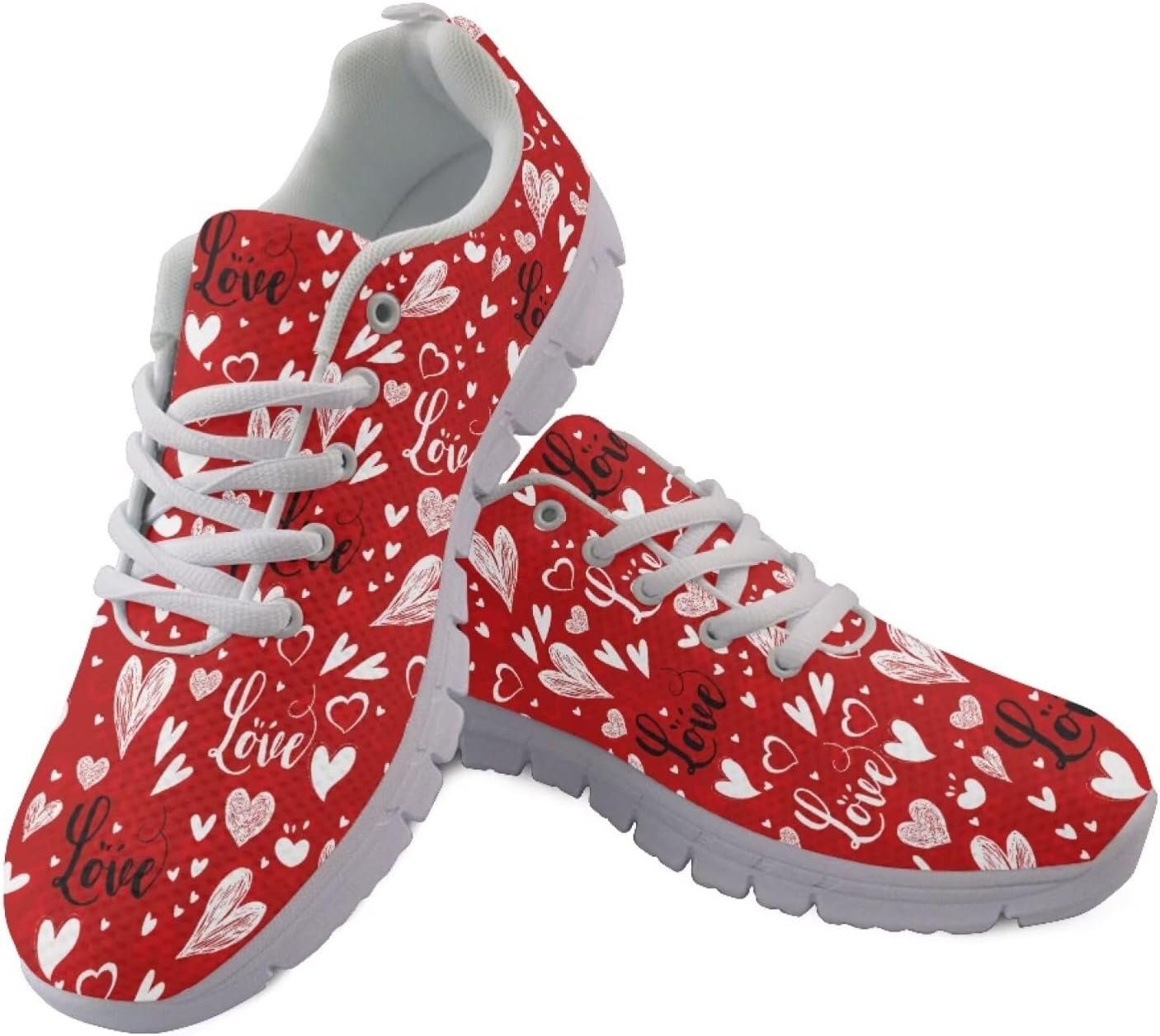 

Женские кроссовки для бега и зала на шнуровке, для ходьбы и походов, легкие и дышащие кроссовки для мужчин и женщин Getelinseng, Heart Print