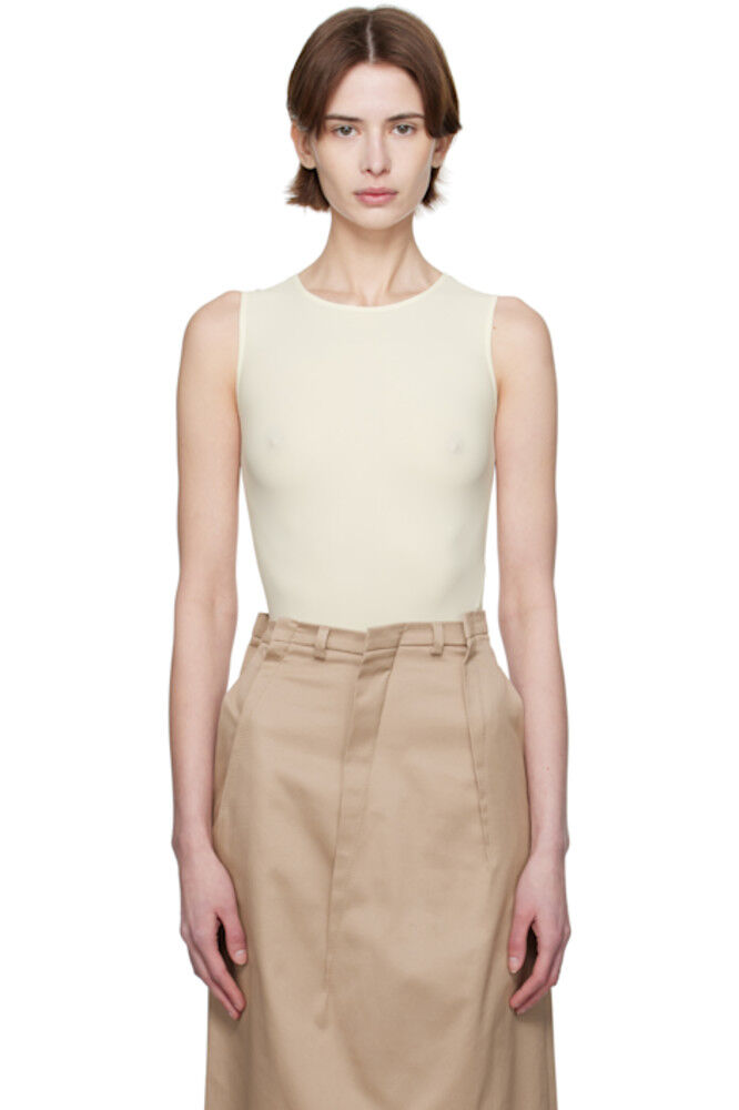 

Боди из бежевого лайкрового джерси MM6 Maison Margiela