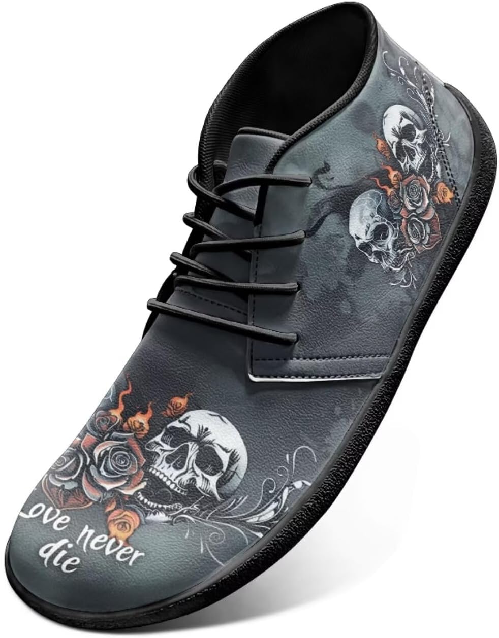 

Мужские кроссовки Jeiento Barefoot, ботинки босоногого типа с черепами и цветочным принтом, с широкой носковой частью, воздухопроницаемые, противоскользящие, Skull Love Rose