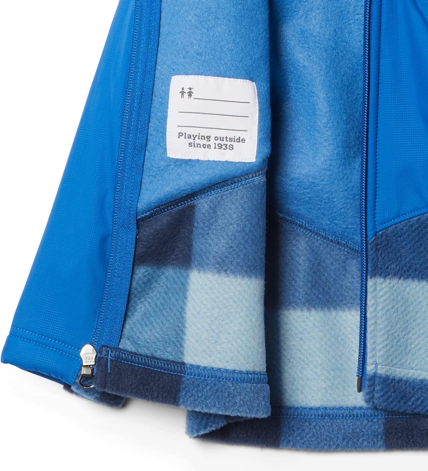Columbia детская толстовка Steens Mountain Overlay Hoodie, Bright Indigo Check Multi/Bright Indigo — фото 3
