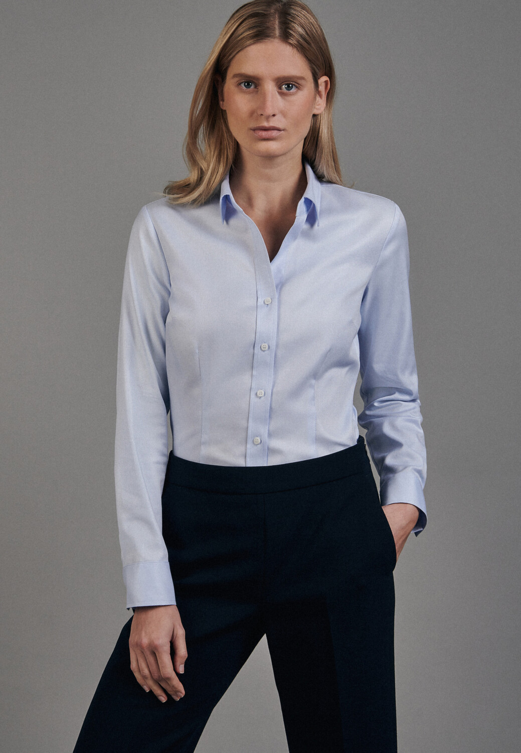

Блуза Seidensticker Hemd Slim Fit, светло-синий