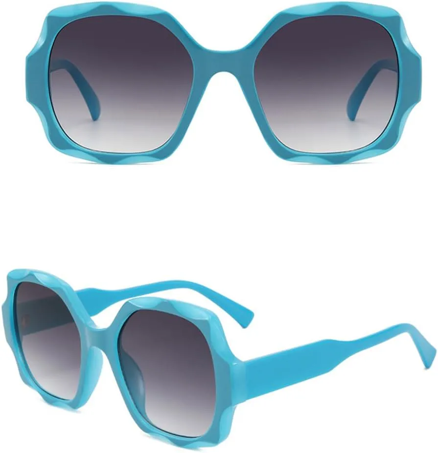 

Винтажные солнцезащитные очки большого размера для женщин. Стильные градиентные очки для отдыха на природе. Модные солнцезащитные очки MTZJH, Blue-gradient Grey