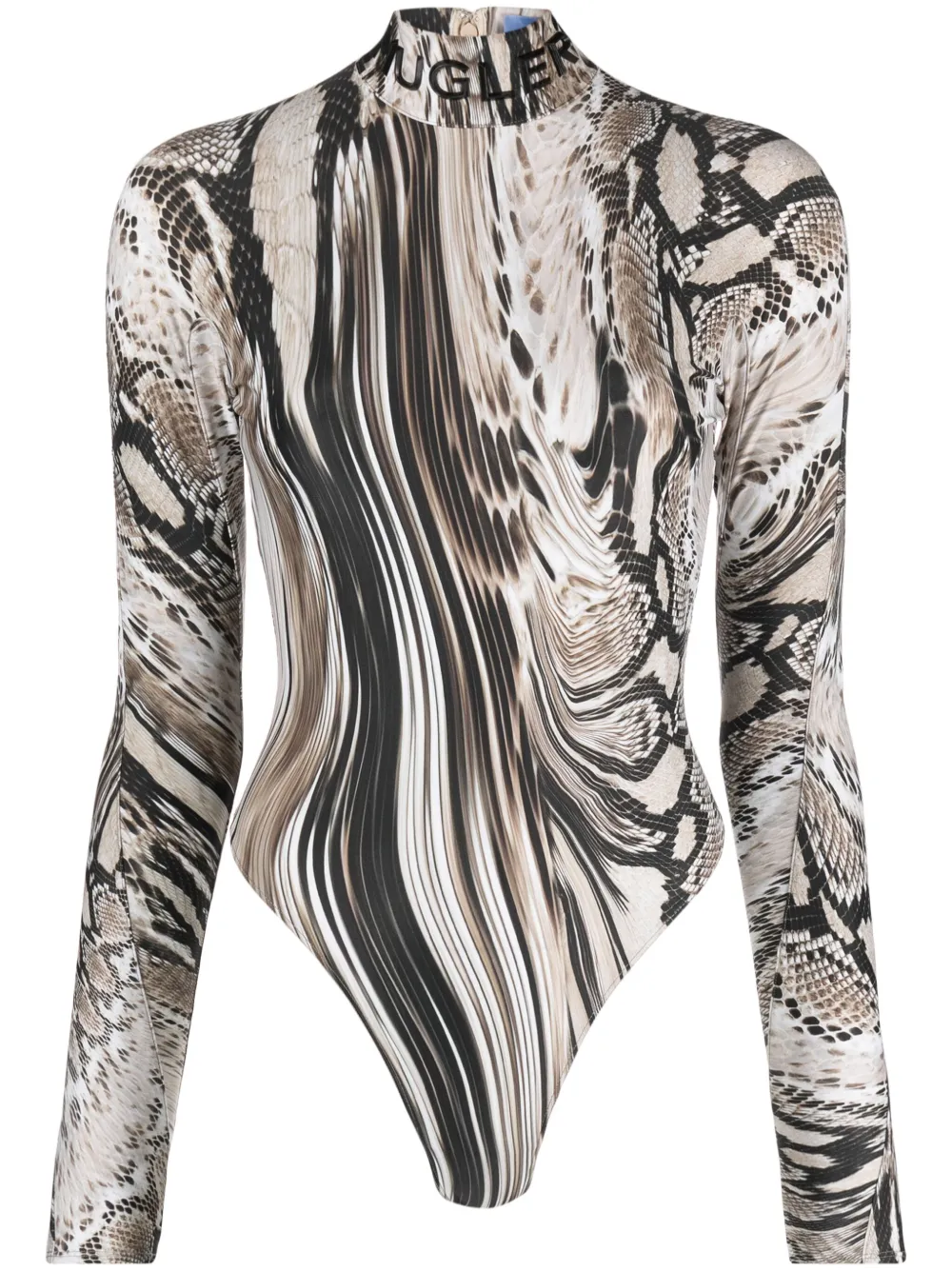 

Боди со змеиным принтом Mugler, нейтральный
