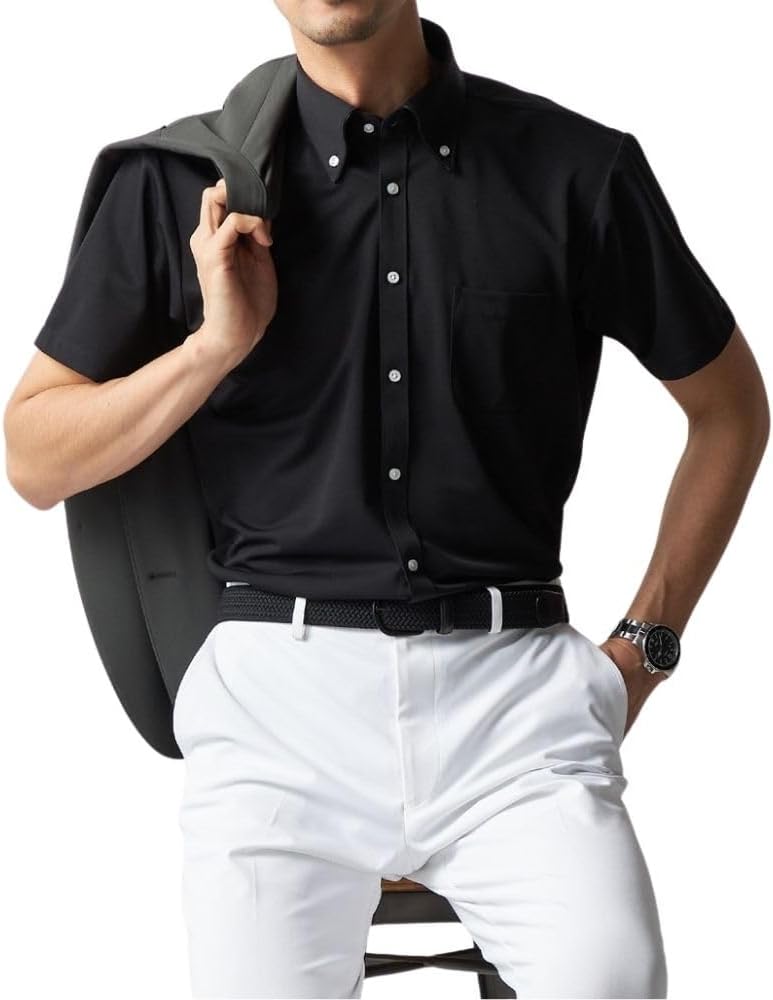 

Мужская деловая рубашка-поло с коротким рукавом ORIHICA (с застежкой спереди), гладкая и приятная на ощупь/для деловых встреч/бизнеса/повседневного стиля/спорта/гольфа, черный