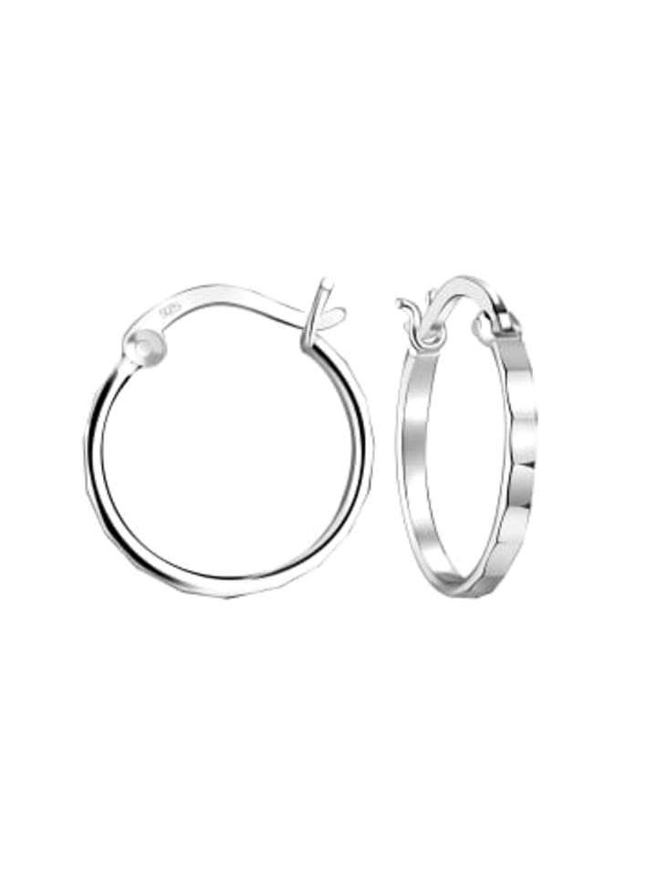 

Alexander York Серьги-кольца, изготовленные методом чеканки из серебра 925 пробы, комплект из двух частей в серебряной оправе