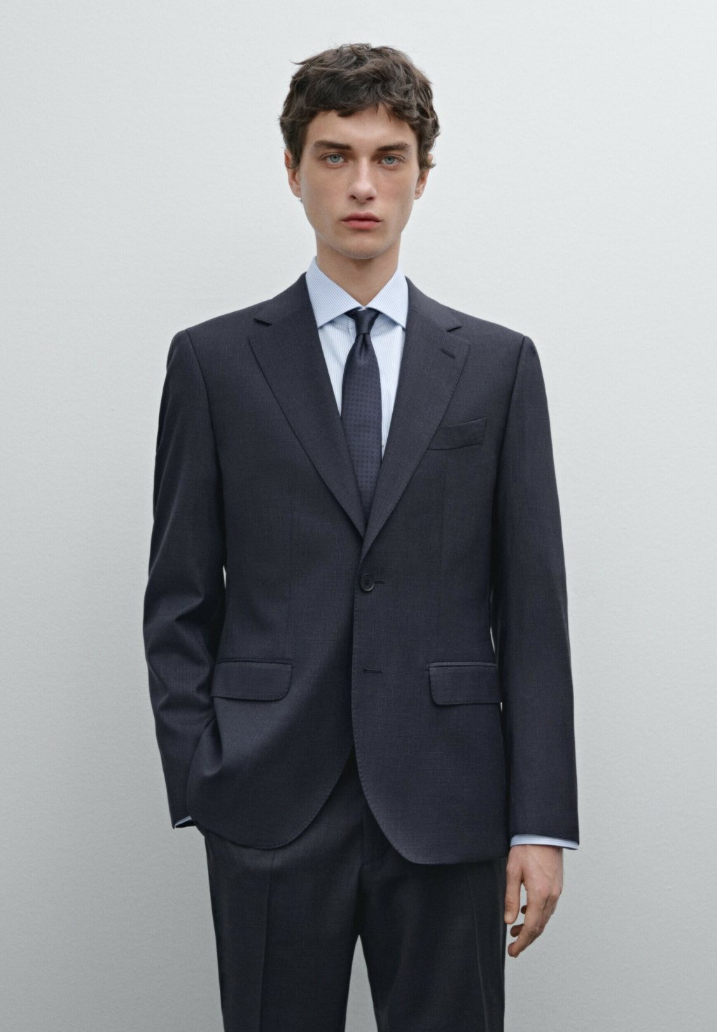 

Пиджак Blazer jacket Massimo Dutti, цвет Mottled Dark Blue