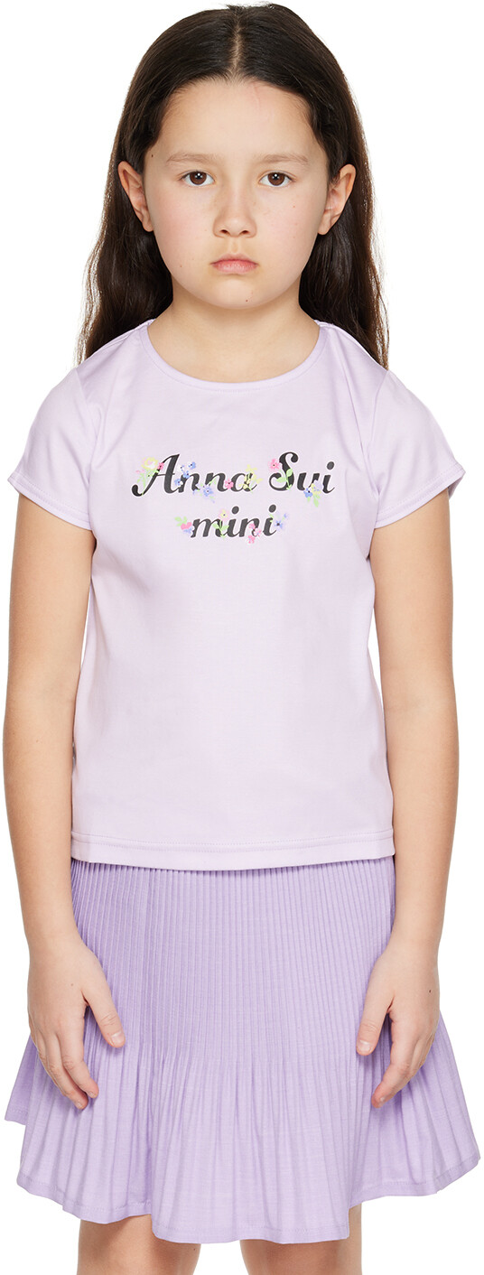 

ANNA SUI MINI Детская фиолетовая футболка с принтом, Фиолетовый, ANNA SUI MINI Детская фиолетовая футболка с принтом