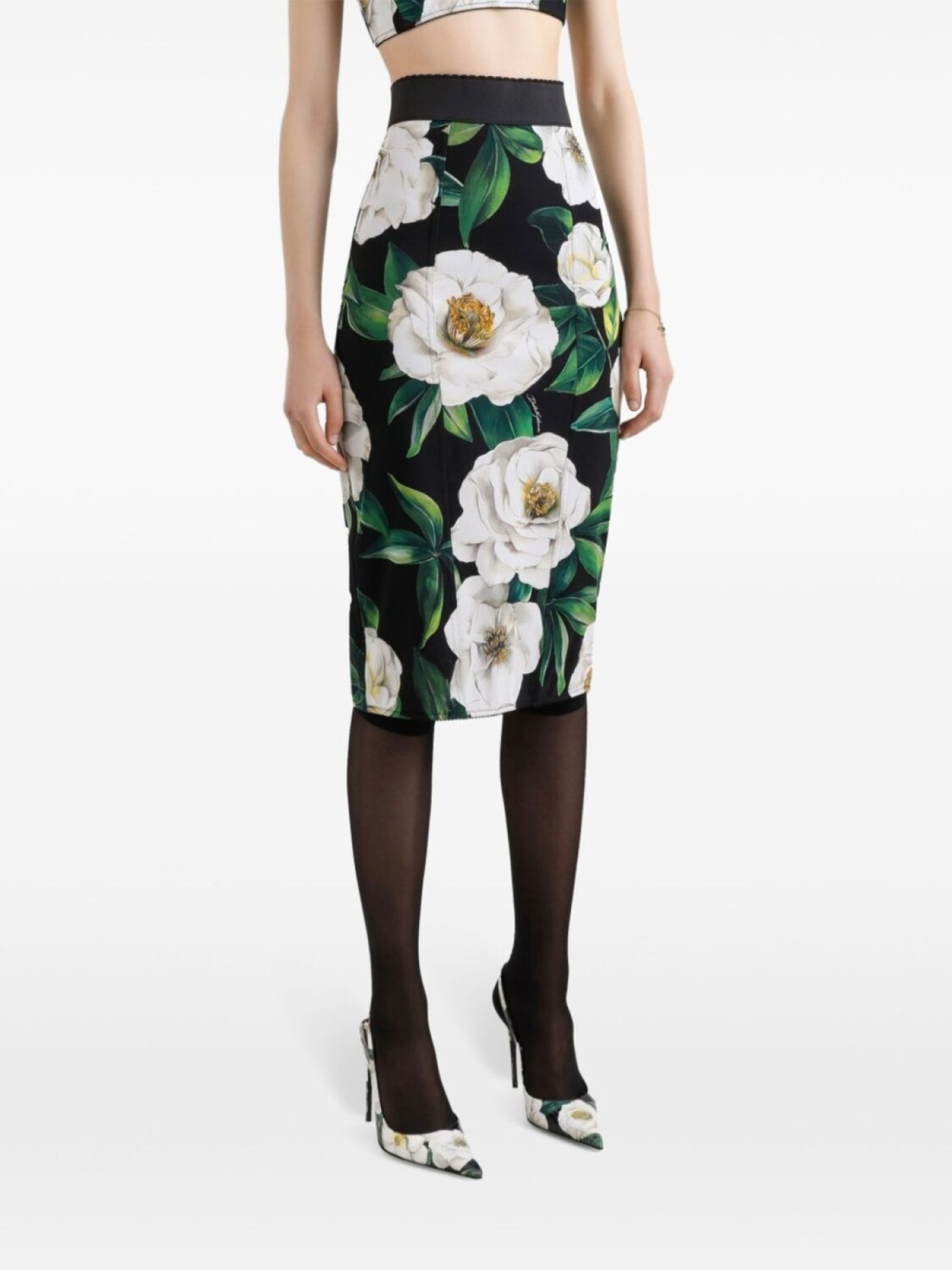 Юбка с цветочным принтом Dolce & Gabbana, черный — фото 4