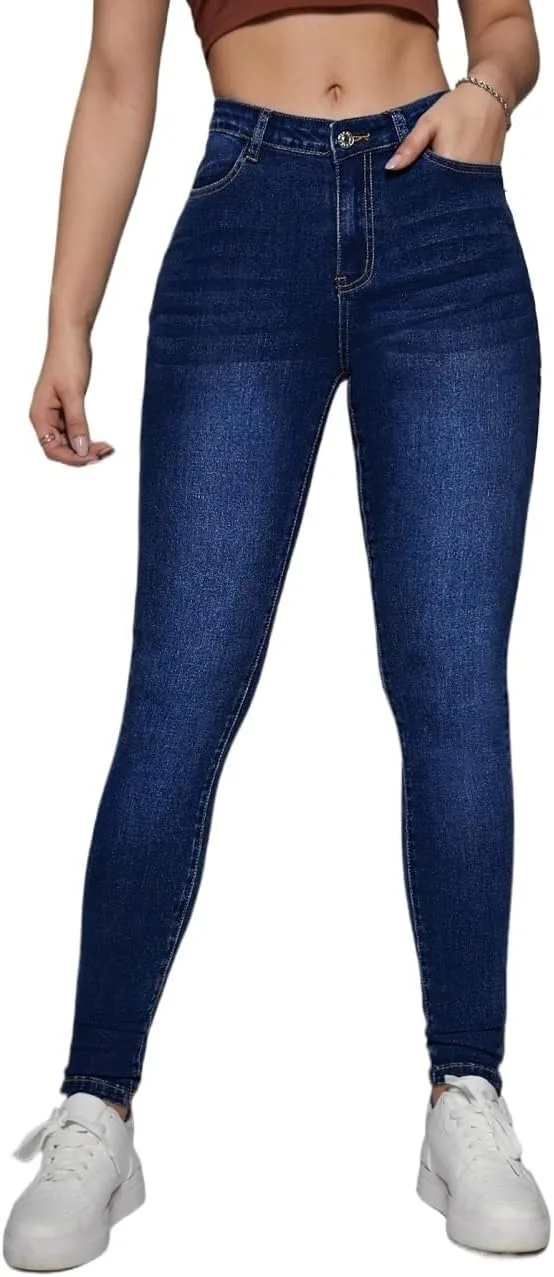 Женские классические джинсы с наклонными карманами Generic, Dark Wash