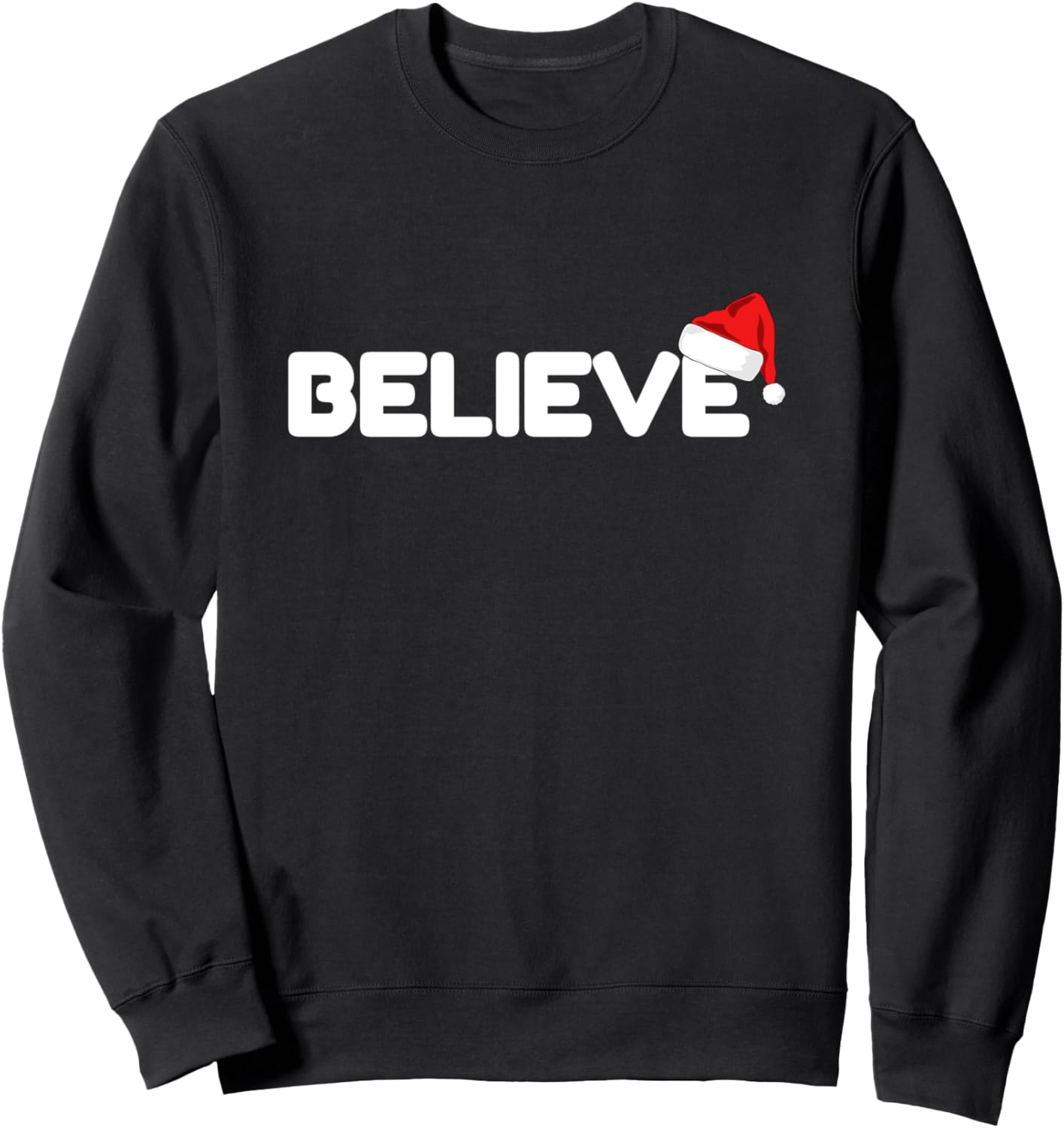 

Милый дизайн в стиле мультфильма «Believe»: шапка Санты, толстовка «Believe» Believe In Christmas Design, черный