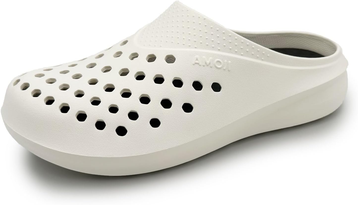 

Женские садовые сабо Amoji Men, летние обувь для садоводства, пляжные туфли AM2277, белый/черный