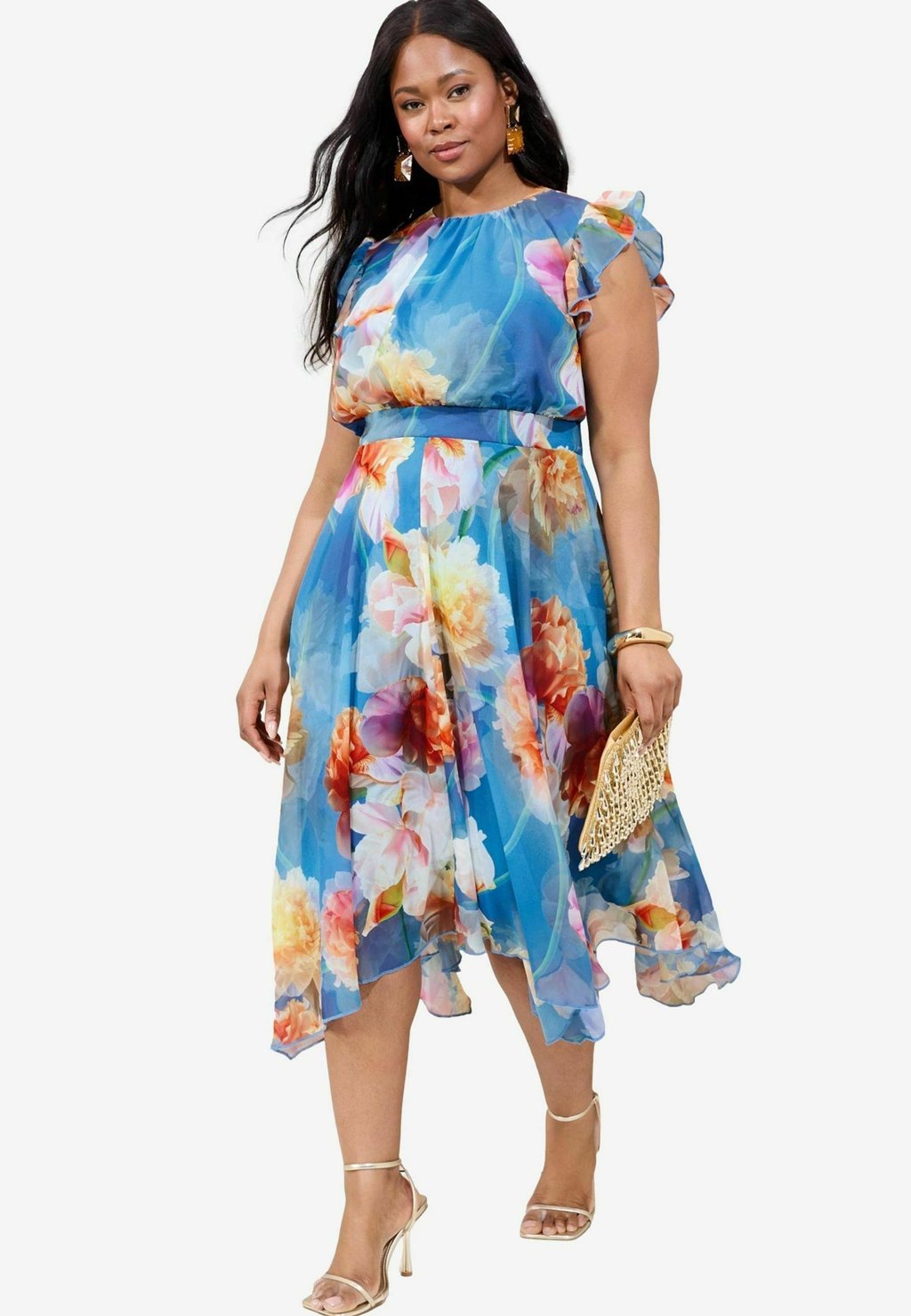 

Повседневное платье PLUS SIZE FIT FRILL SLEEVE Lipsy, синий
