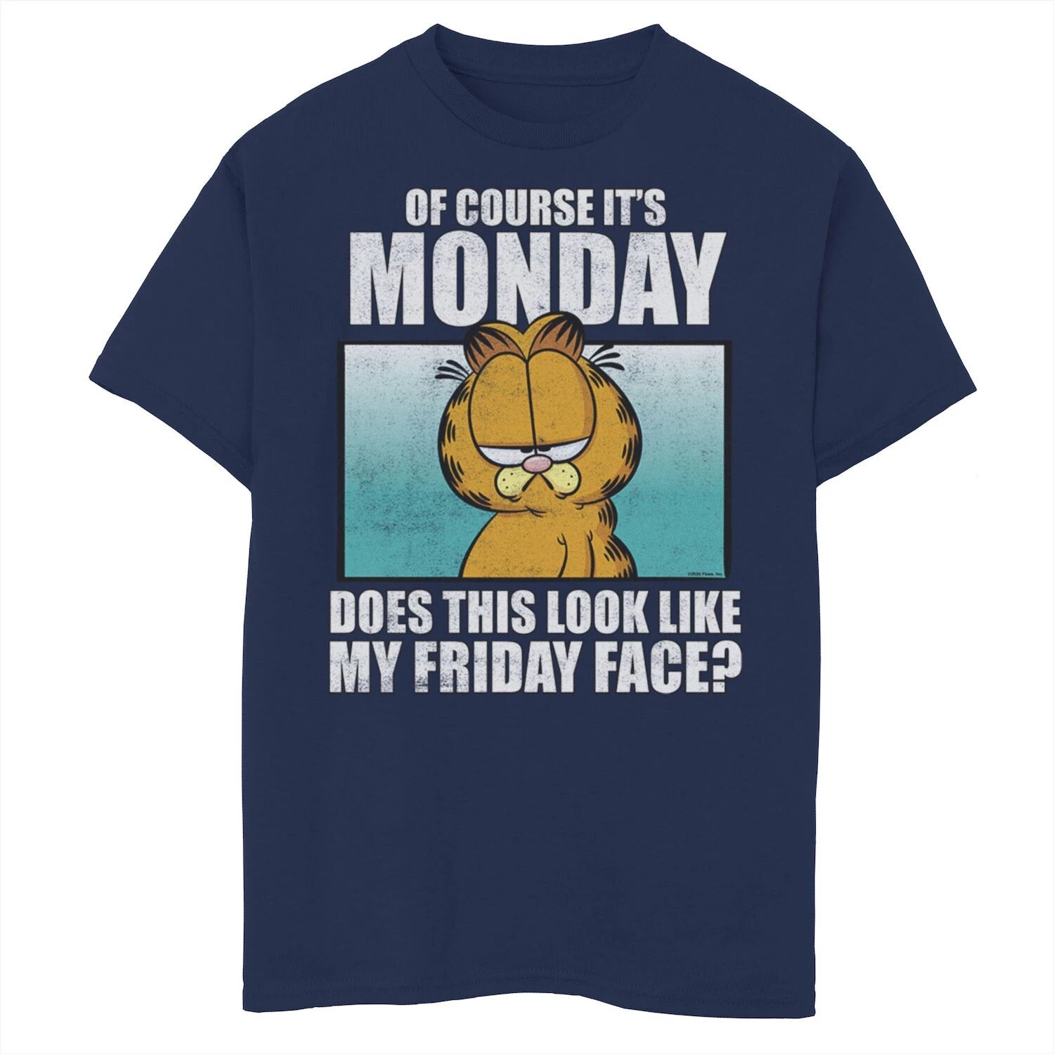 

Футболка с текстом и графическим рисунком Garfield Monday для мальчиков 8–20 лет Licensed Character