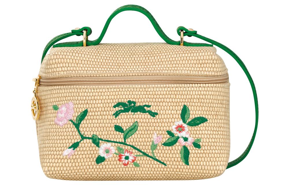 

LONGCHAMP Сумка из холста с кожаными вставками, женская мини-сумка, зеленая, через плечо, кроссбоди