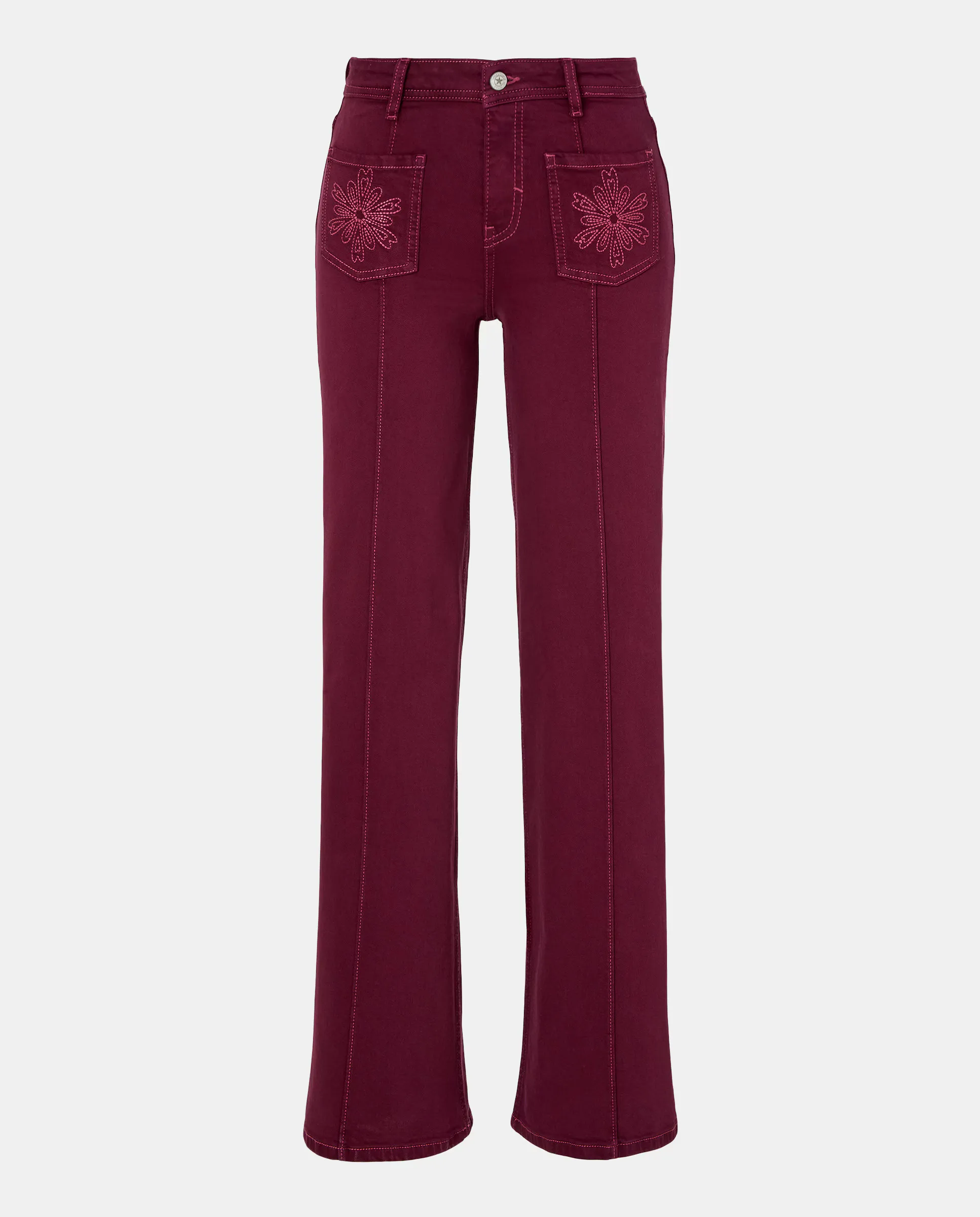 

Женские брюки wide leg с вышивкой nervio Green Coast, цвет Ciruela