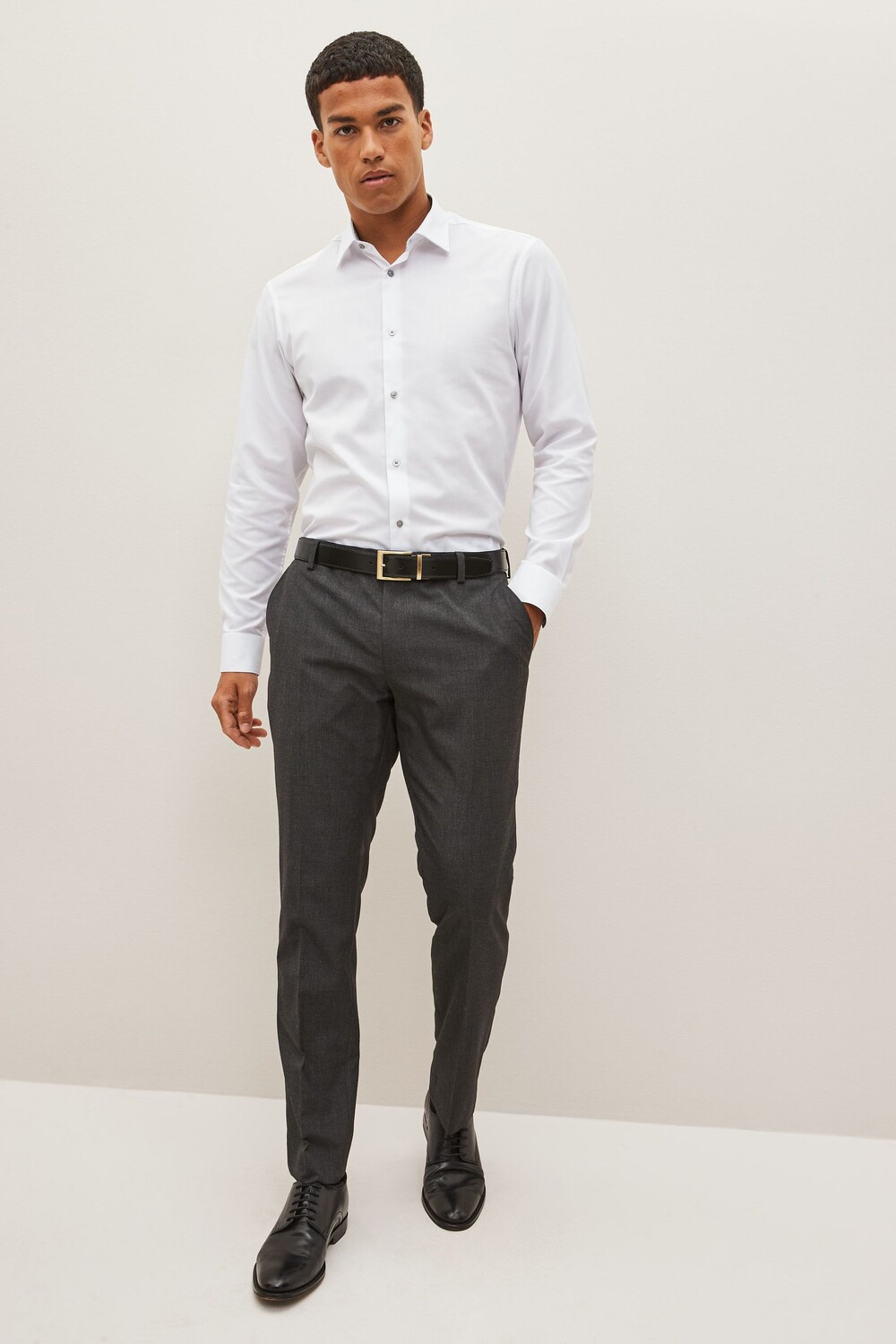 

Фактурная рубашка с двойными манжетами и декоративной отделкой Next, белый