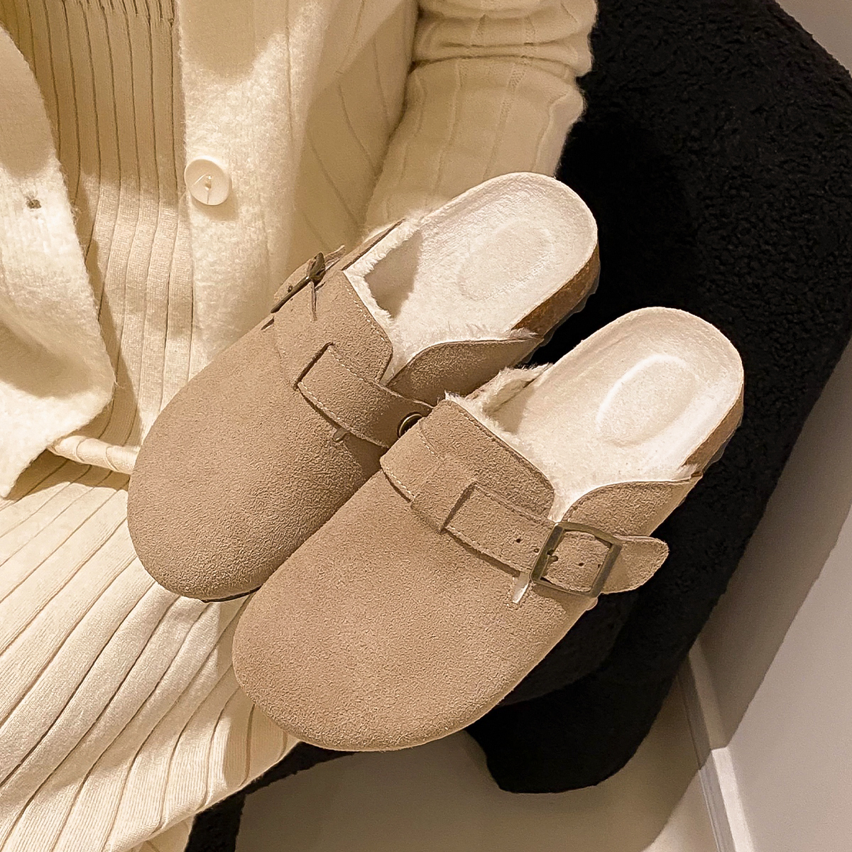 ZHR Закрытые тапочки женские - хаки [Светлый флис], цвет Khaki[Light Fleece Style] — фото 4