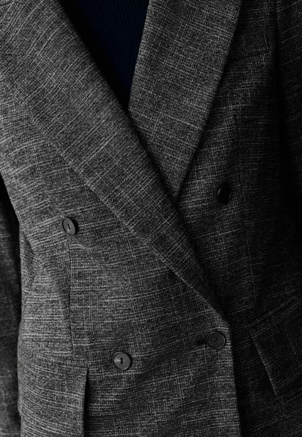 Пальто Next Regular fit crosshatch double breasted longline short coat, серый — фото 4