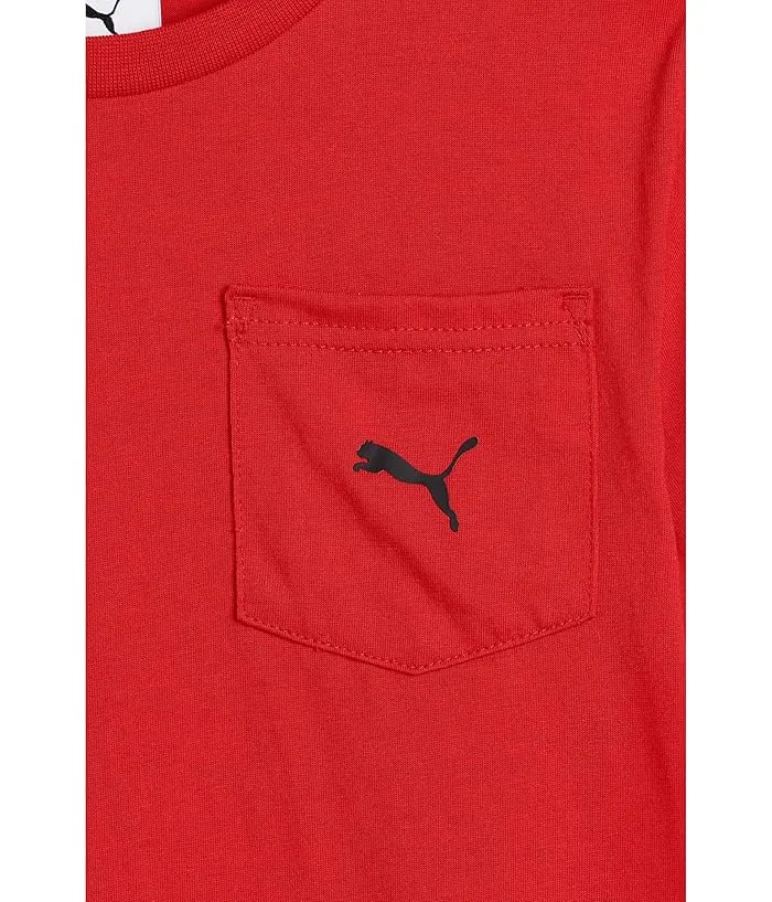 Комплект из футболки с карманом и шорт из флиса PUMA Kids, All Time Red — фото 3