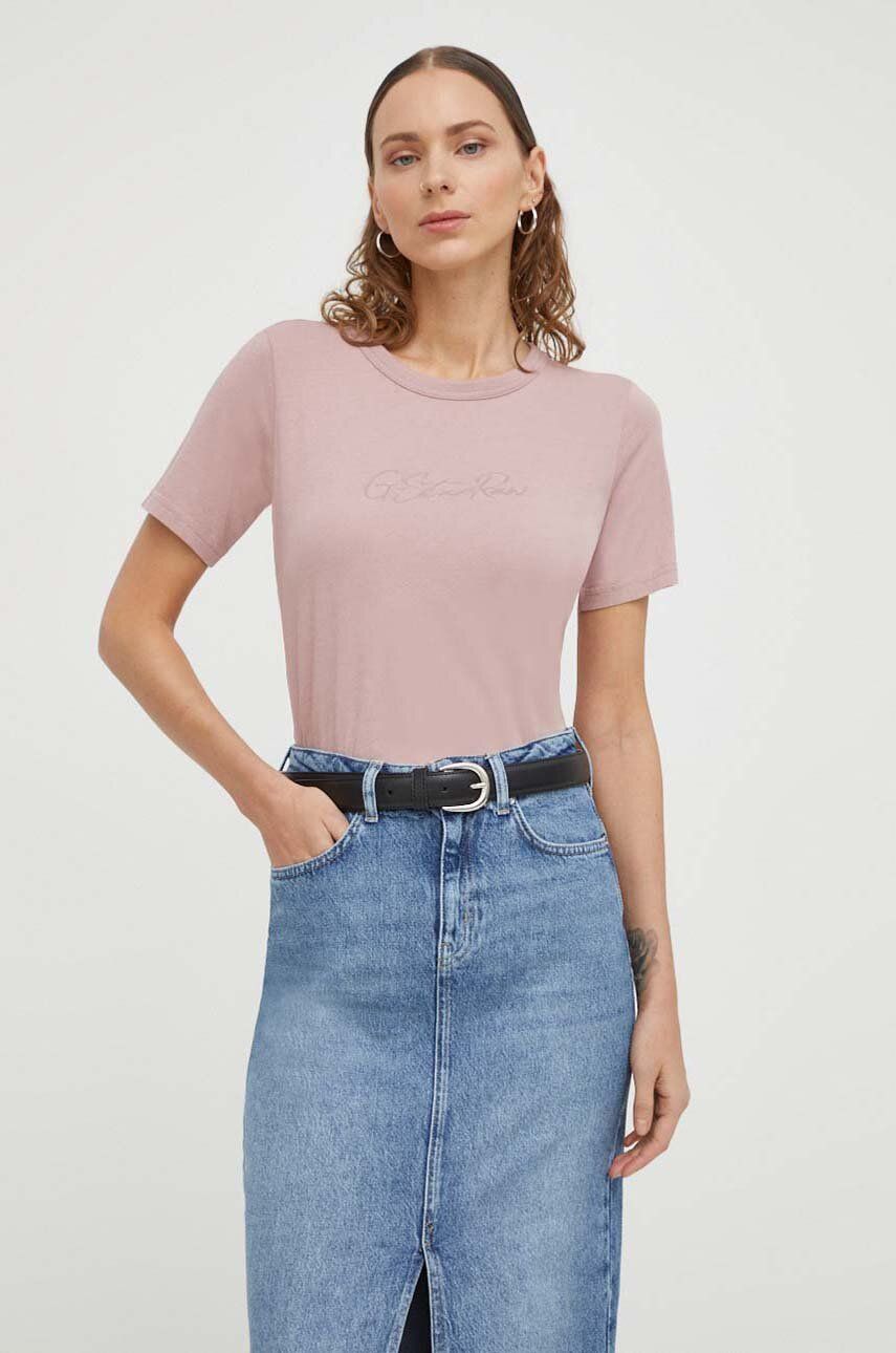 

Хлопковая футболка G-Star Raw, розовый