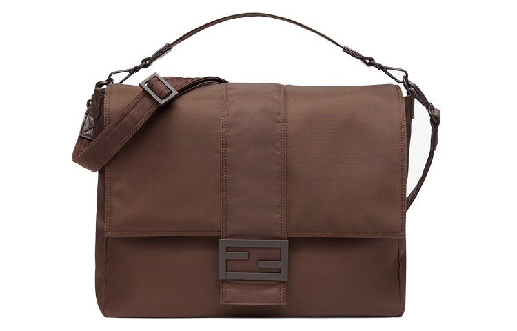 

FENDI Нейлоновая сумочка сумка-багет через плечо мужская коричневая