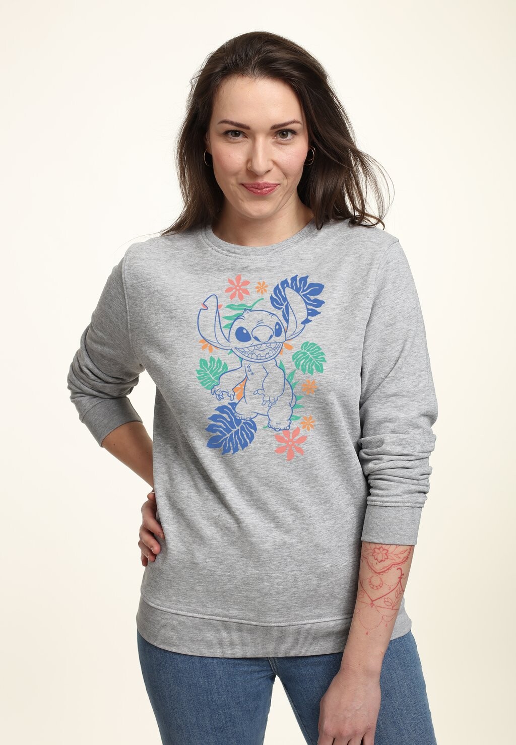 

Толстовка LILO STITCH RETRO TROPICAL TONAL Disney, цвет Mottled Light Grey