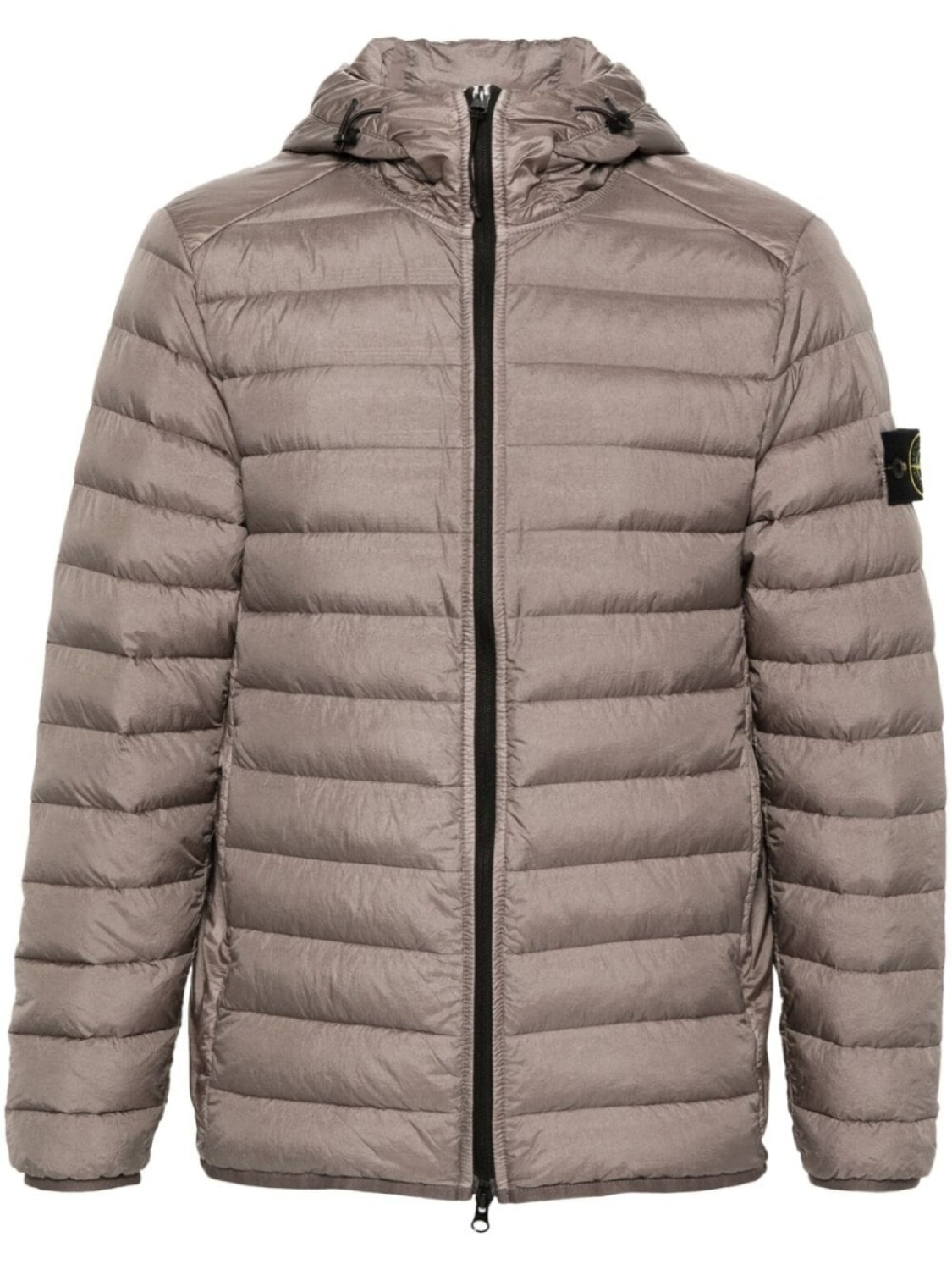 

Stone Island пуховик с капюшоном и нашивкой Compass, серый