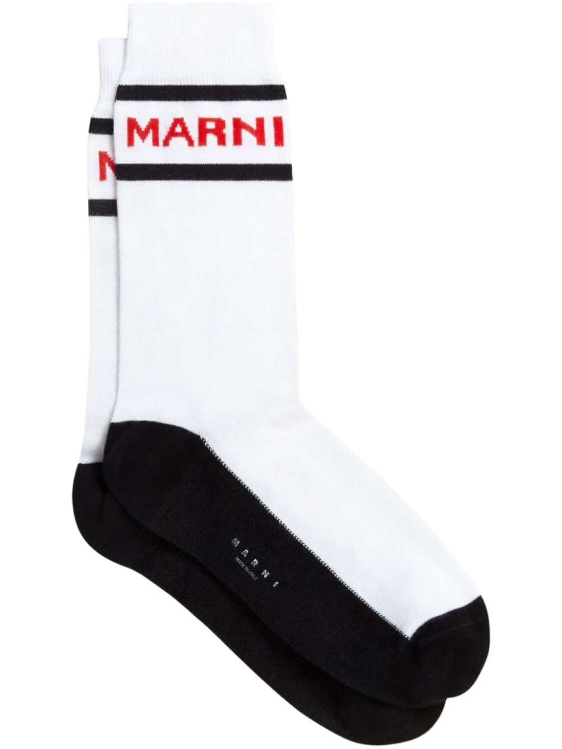 

Marni носки с жаккардовым логотипом и полосками, белый