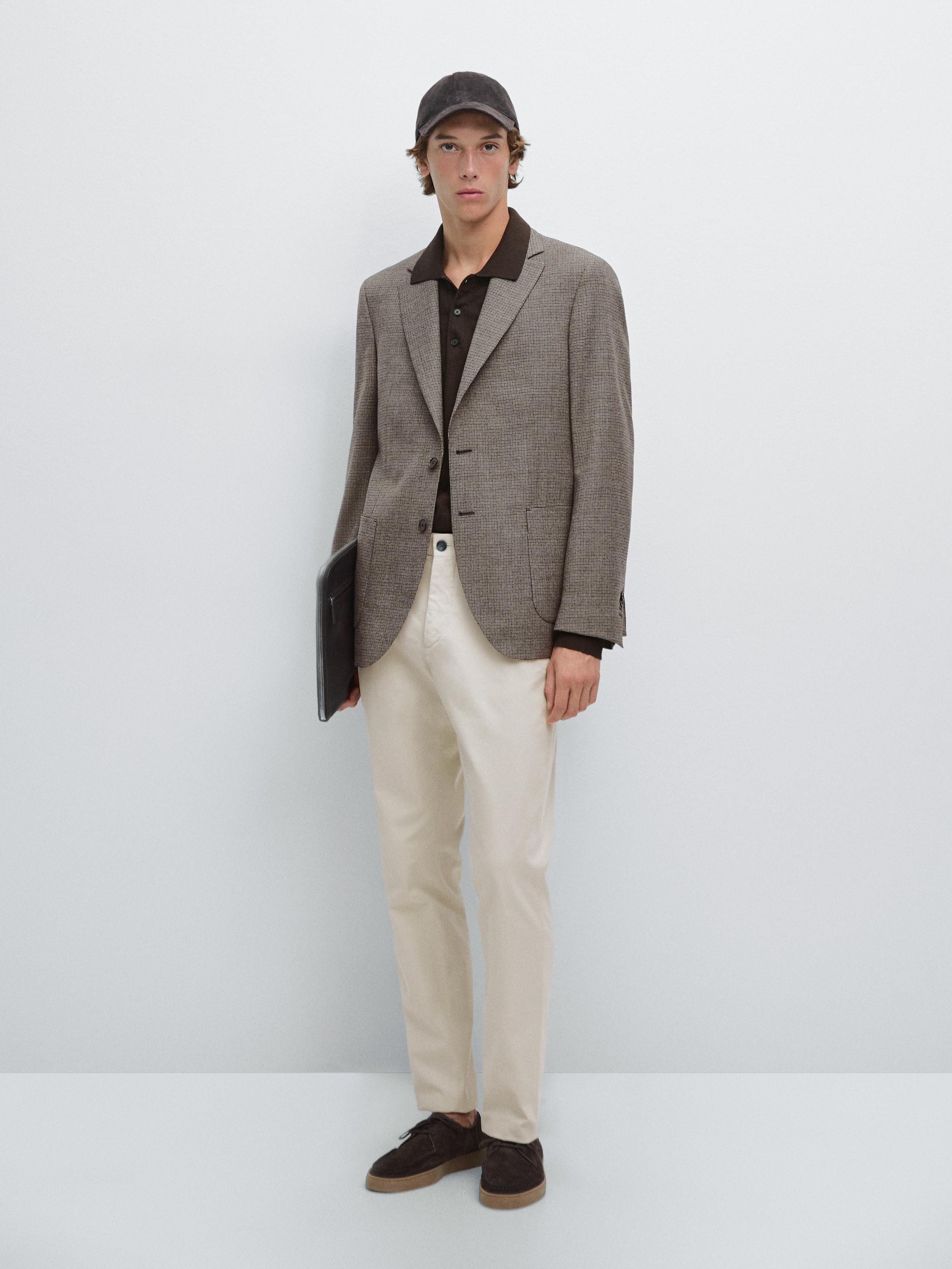 

Облегающие текстурированные брюки Massimo Dutti, Stone