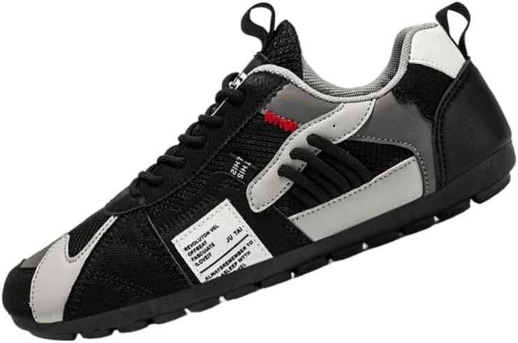 

Мужские кроссовки в винтажном стиле с сеткой - дышащие, повседневного дизайна с противоскользящей подошвой - весна/лето/осень Hoalox, черный