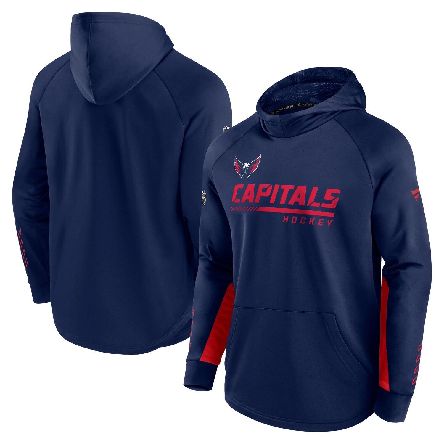 

Мужской фирменный темно-синий пуловер с капюшоном Washington Capitals Pro Locker Room реглан Fanatics