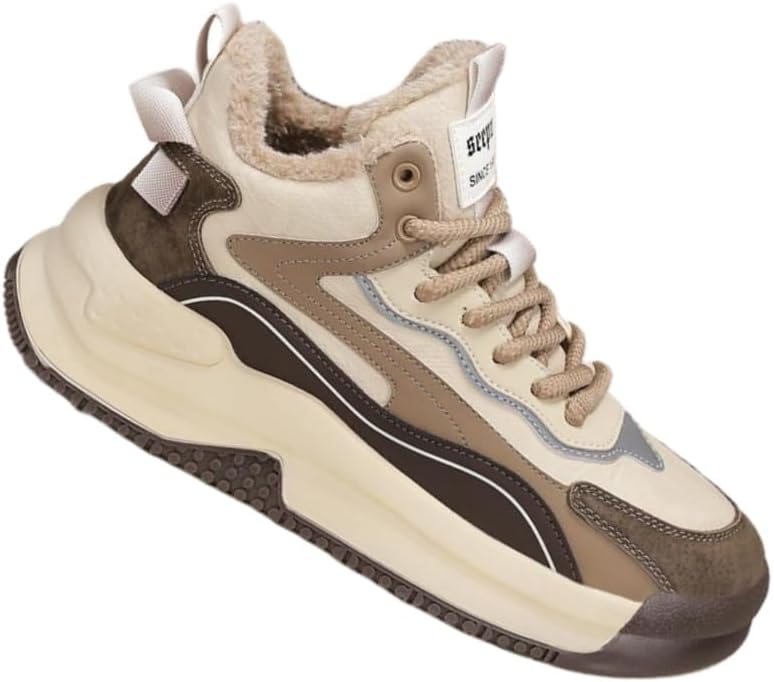 

Зимние утепленные высокие спортивные кроссовки- с толстой подошвой, прочные, противоскользящие, удобные, подходят для улицы и повседневного использования Fmshi, бежевый/хаки