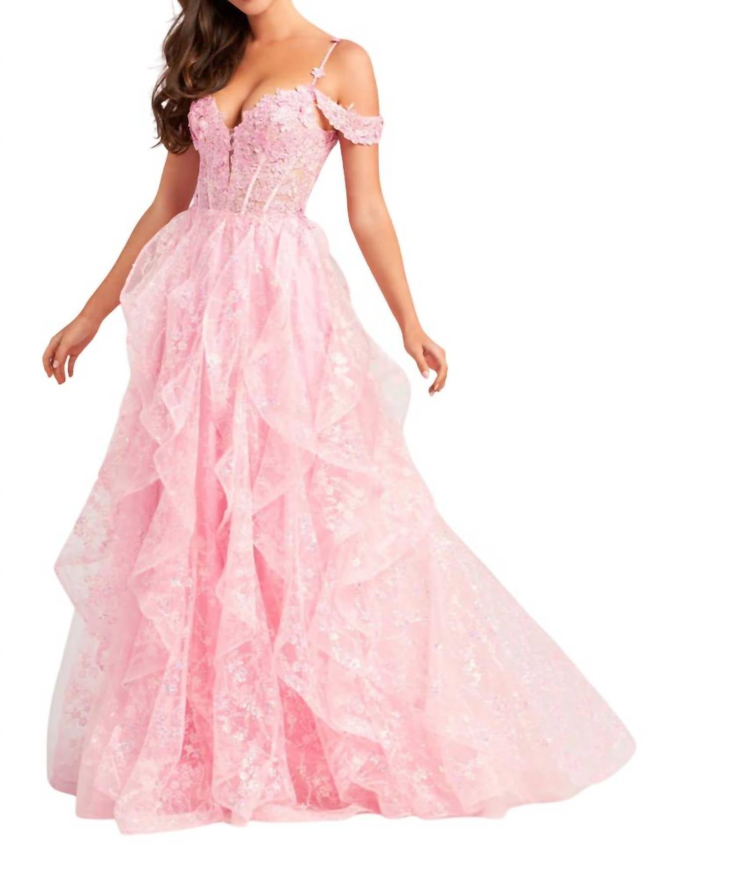 

Розовое прозрачное корсетное платье для выпускного Ellie Wilde