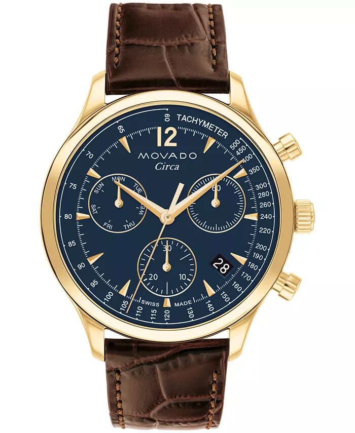 

Мужские часы Circa Swiss Quartz Chrono Brown Leather 43 мм Movado