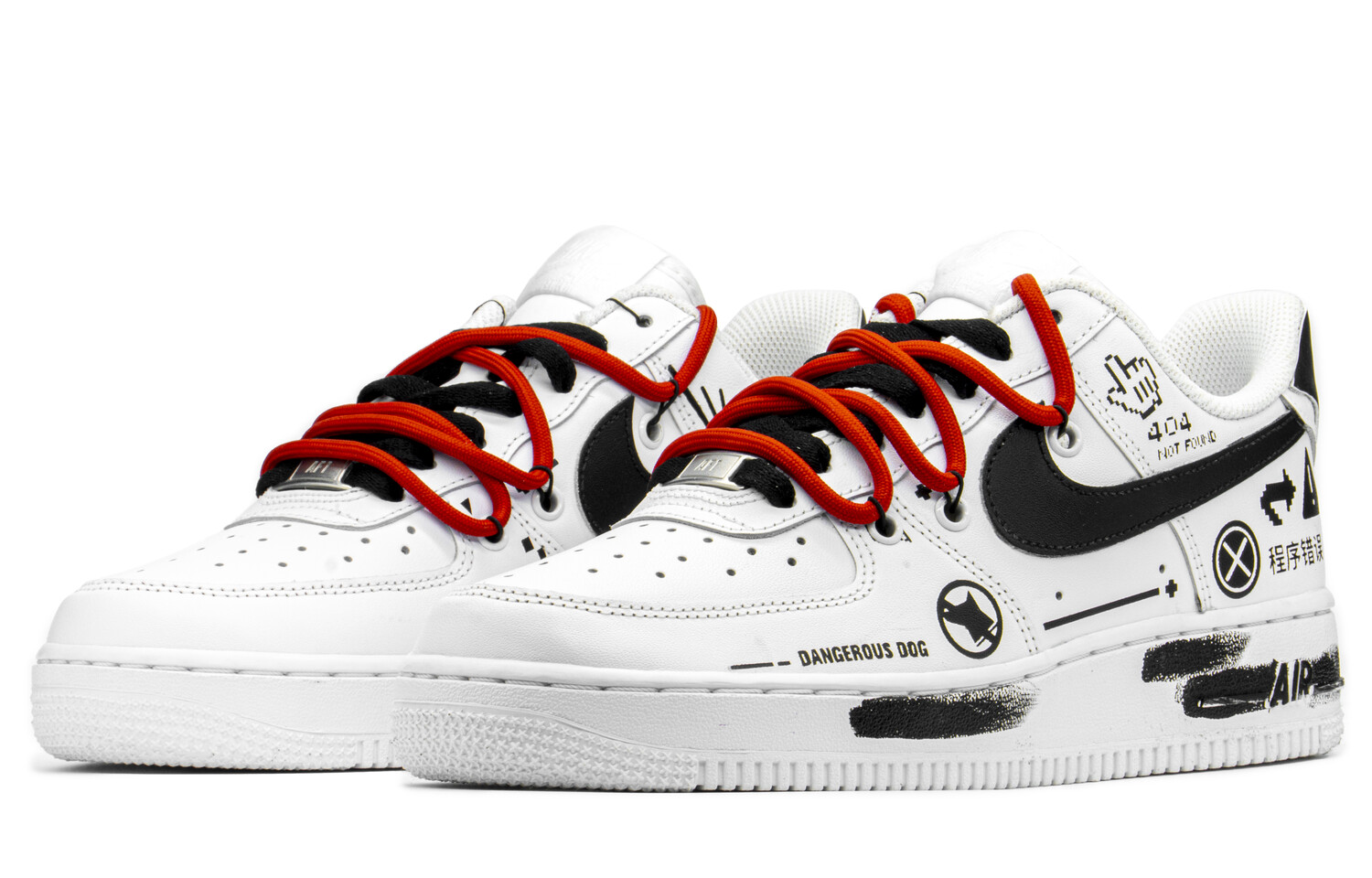 

Кроссовки Nike Air Force 1 Skateboard Shoes Women's Low-Top White Red Black