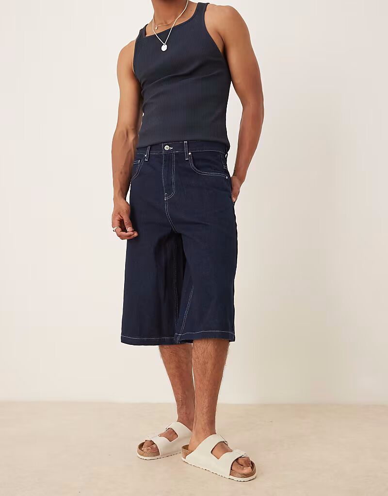 

ASOS DESIGN удлинённые джинсовые шорты в цвете индиго